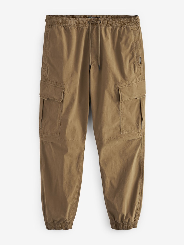 Marron fauve - Coupe fuselée régulière - Pantalon cargo style militaire en tissu stretch - Image 3 of 7
