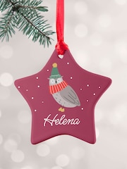 Personalised Winter Owl Star Ceramic Decoration Treat Republic - Image 2 of 3