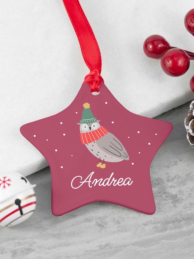Personalised Winter Owl Star Ceramic Decoration Treat Republic - Image 3 of 3