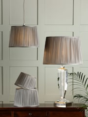Laura Ashley Dove Grey Hemsley Pleated Silk Empire Easyfit Lamp Shade - Image 1 of 6