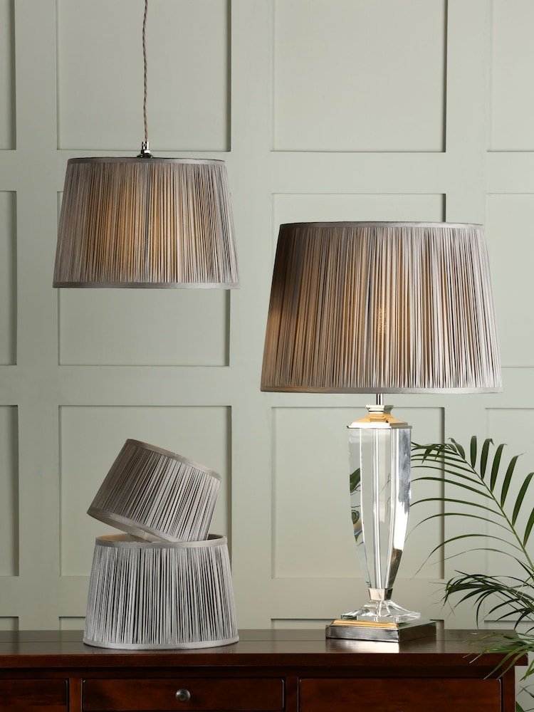 Laura Ashley Dove Grey Hemsley Pleated Silk Empire Easyfit Lamp Shade - Image 1 of 6