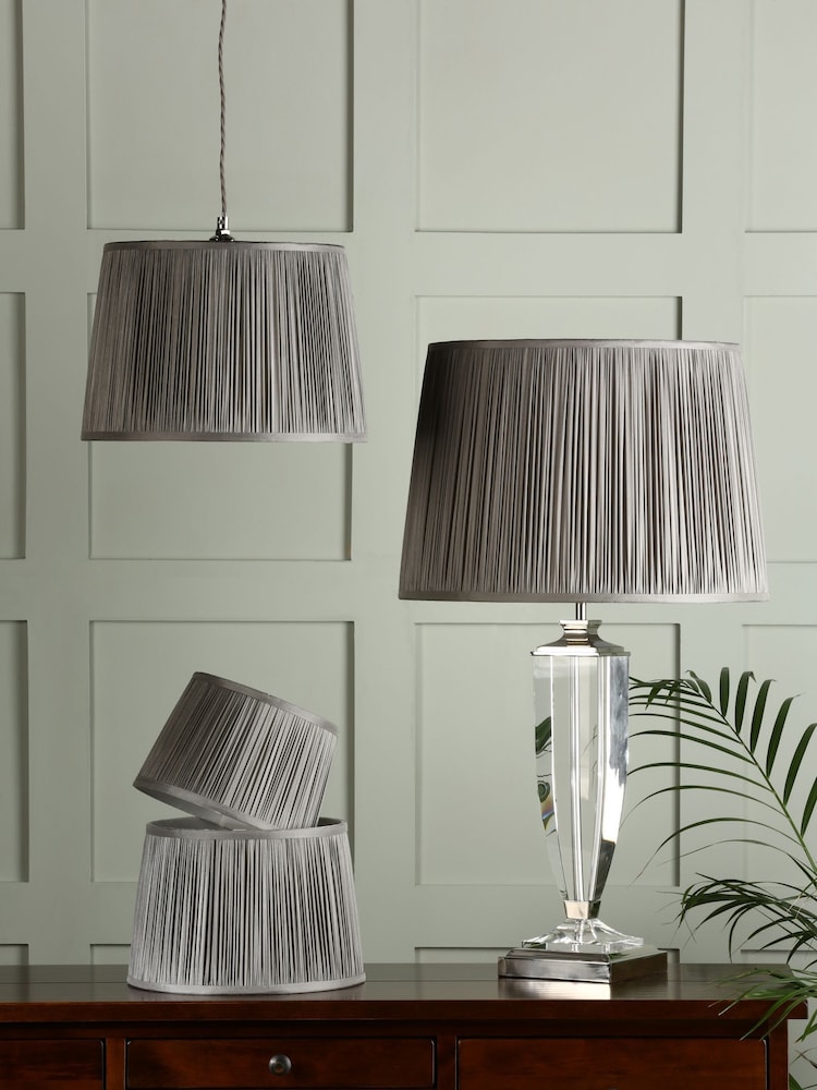 Laura Ashley Dove Grey Hemsley Pleated Silk Empire Easyfit Lamp Shade - Image 2 of 6