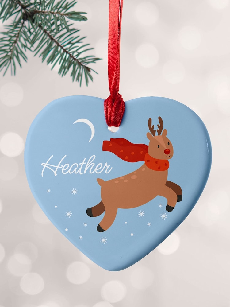 Treat Republic Flying Rudolph Heart Ceramic Decoration - Image 2 of 3
