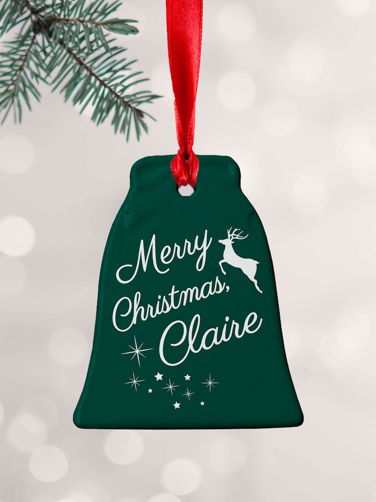 Treat Republic Merry Christmas Bell Ceramic Decoration - Image 1 of 2