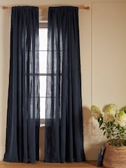 Cortina individual de lino 100 % con bucles y cabecera para barra de Secret Linen Store - Imagen 1 de 2