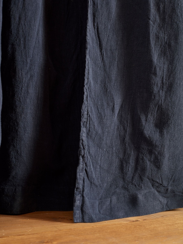 Cortina individual de lino 100 % con bucles y cabecera para barra de Secret Linen Store - Imagen 2 de 2