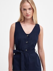 Barbour® Navy Penrose Cotton/Linen Mix Jumpsuit - Image 12 of 15
