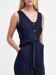 Barbour® Navy Penrose Cotton/Linen Mix Jumpsuit - Image 13 of 15