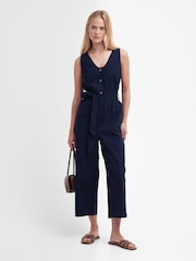 Barbour® Navy Penrose Cotton/Linen Mix Jumpsuit - Image 15 of 15