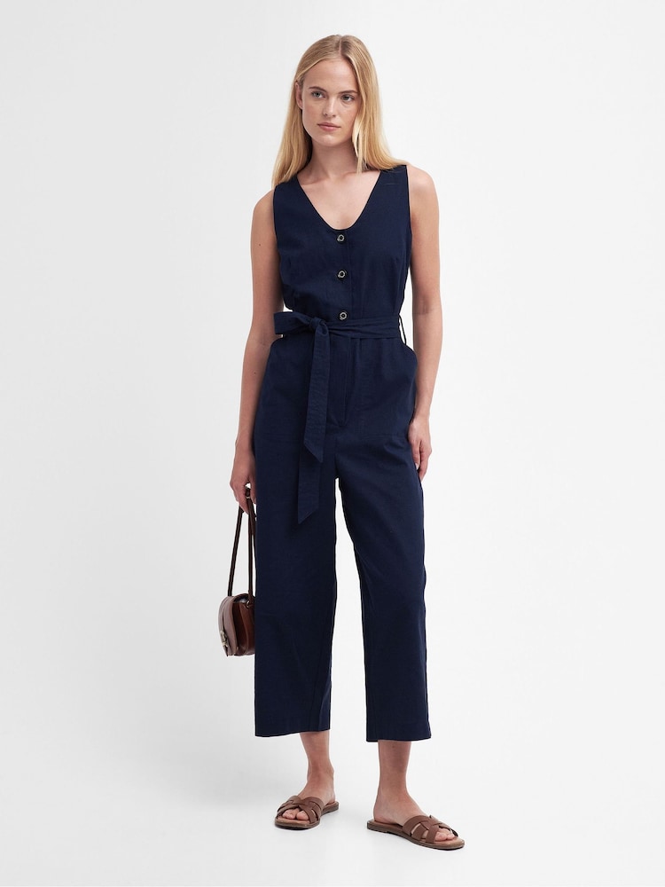 Barbour® Navy Penrose Cotton/Linen Mix Jumpsuit - Image 15 of 15 Barbour® Navy Penrose Cotton/Linen Mix Jumpsuit - Image 15 of 15