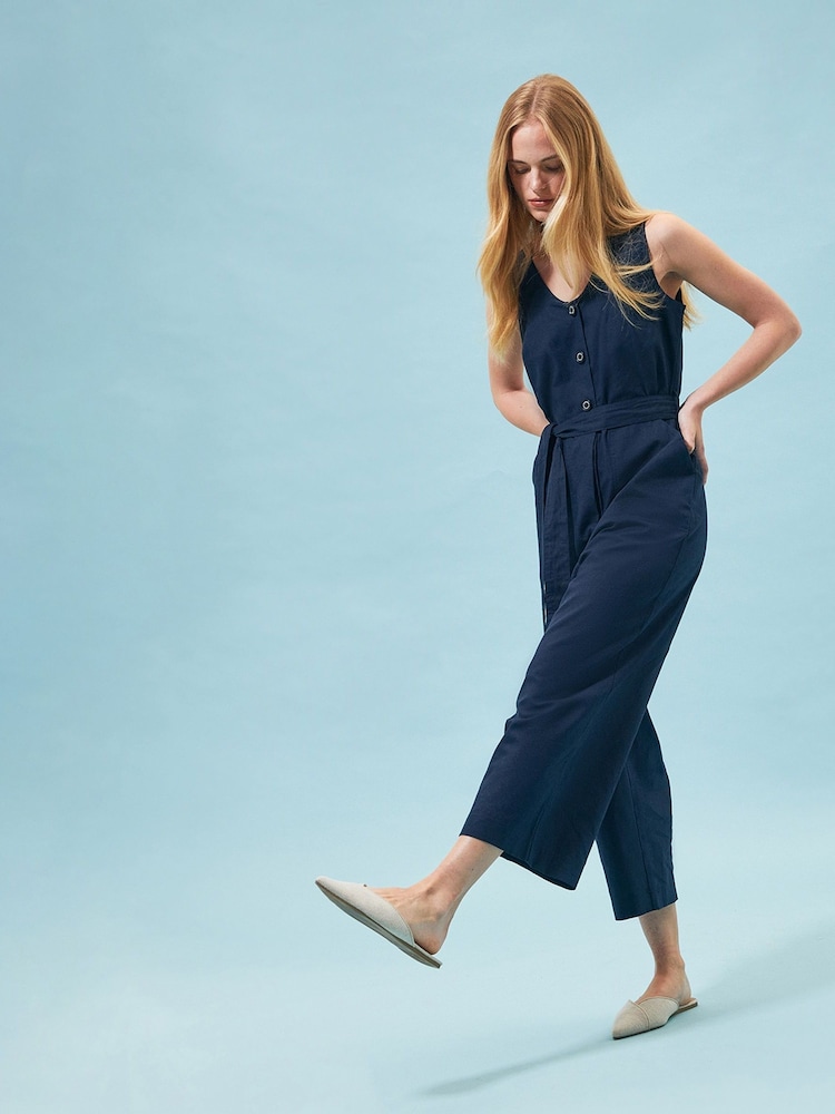 Barbour® Navy Penrose Cotton/Linen Mix Jumpsuit - Image 2 of 15 Barbour® Navy Penrose Cotton/Linen Mix Jumpsuit - Image 2 of 15