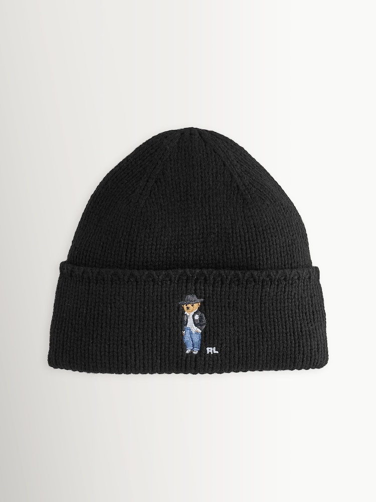 Polo Ralph Lauren Black Bear Knit Beanie - Image 1 of 1