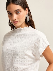 White Short Sleeve Textured T-Shirt - Image 1 of 6