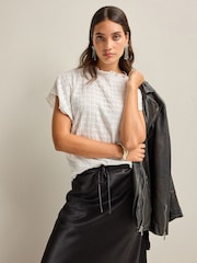 White Short Sleeve Textured T-Shirt - Image 4 of 6