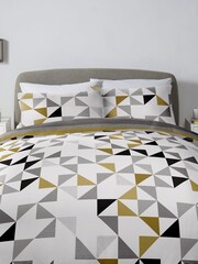Fusion Ochre Yellow Hendra Reversible Duvet Cover and Pillowcase Set - Image 3 of 4