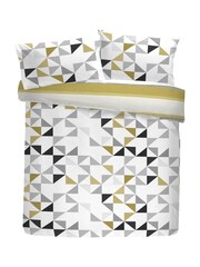 Fusion Ochre Yellow Hendra Reversible Duvet Cover and Pillowcase Set - Image 4 of 4