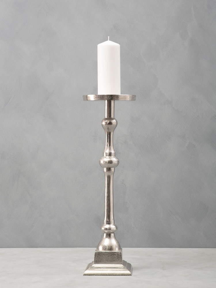 Fifty Five South Silver Kensington Townhouse Pillar Candle Holder - Image 1 of 6 Fifty Five South Silver Kensington Townhouse Pillar Candle Holder - Image 1 of 6