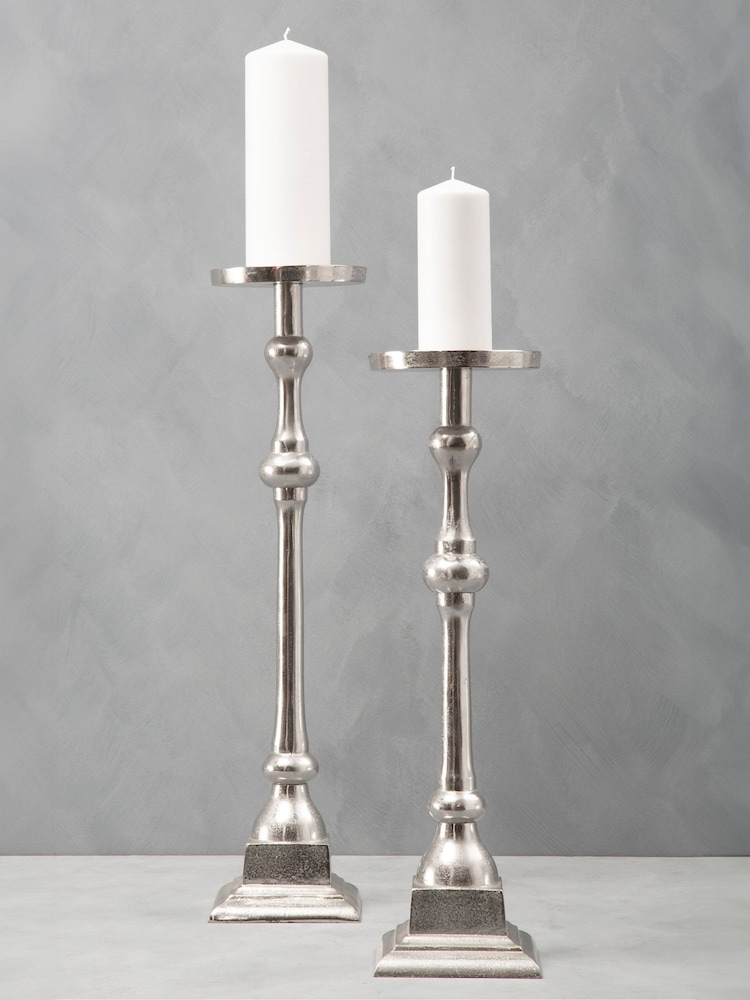 Fifty Five South Silver Kensington Townhouse Pillar Candle Holder - Image 2 of 6 Fifty Five South Silver Kensington Townhouse Pillar Candle Holder - Image 2 of 6