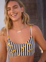 Rockett St George Monochrome Banana Print Square Neck Strappy Bikini Top - Image 1 of 6