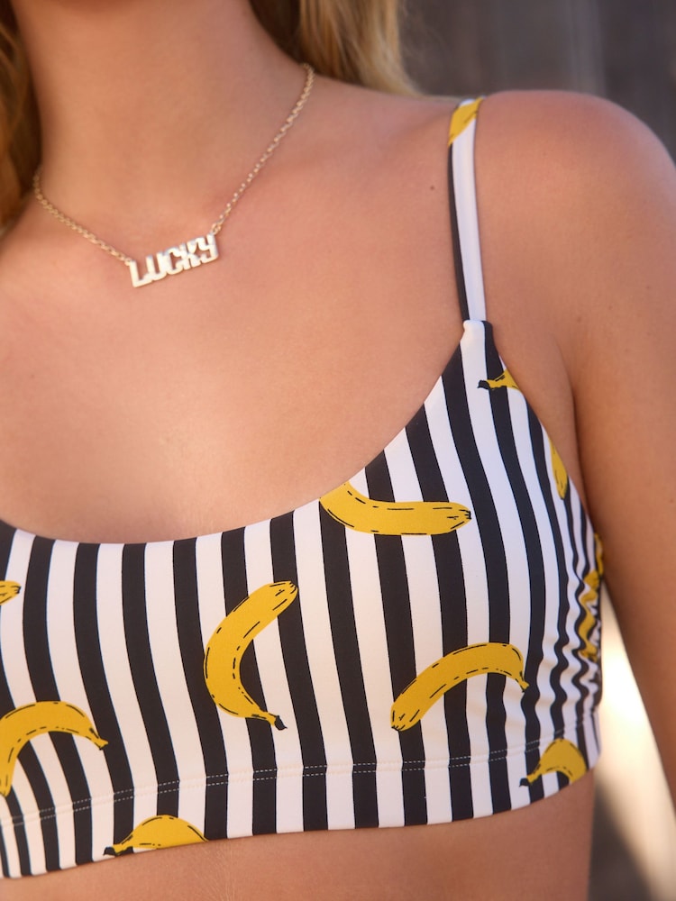Rockett St George Monochrome Banana Print Square Neck Strappy Bikini Top - Image 5 of 6