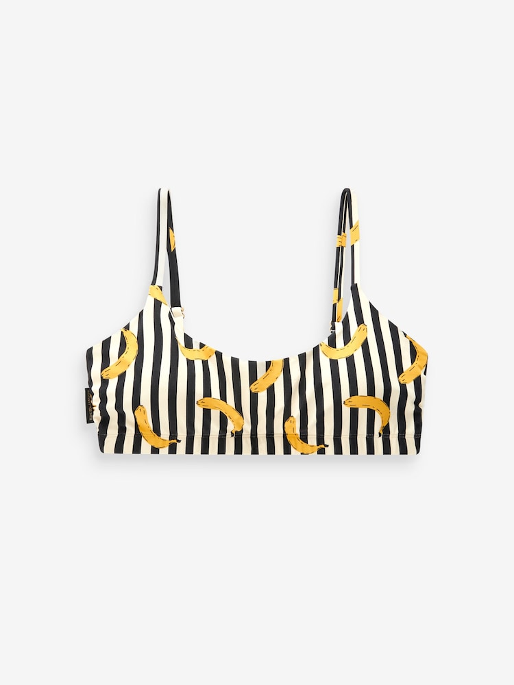 Rockett St George Monochrome Banana Print Square Neck Strappy Bikini Top - Image 6 of 6