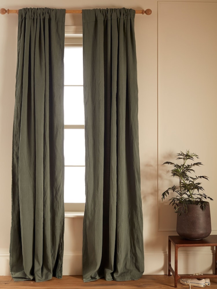 Rideaux à bouclettes doublés en lin de la boutique Secret Linen Store - Image 1 sur 3 Rideaux à bouclettes doublés en lin de la boutique Secret Linen Store - Image 1 sur 3