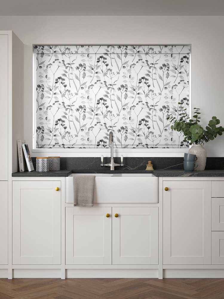 Grey Isla Floral Made to Measure Roller Blind - Image 2 of 6