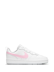 Nike White/Pink Court Borough Low Youth Trainers - Image 1 of 8