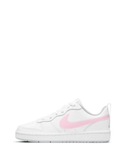 Nike White/Pink Court Borough Low Youth Trainers - Image 2 of 8