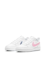 Nike White/Pink Court Borough Low Youth Trainers - Image 3 of 8
