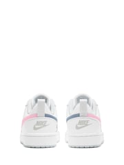 Nike White/Pink Court Borough Low Youth Trainers - Image 4 of 8