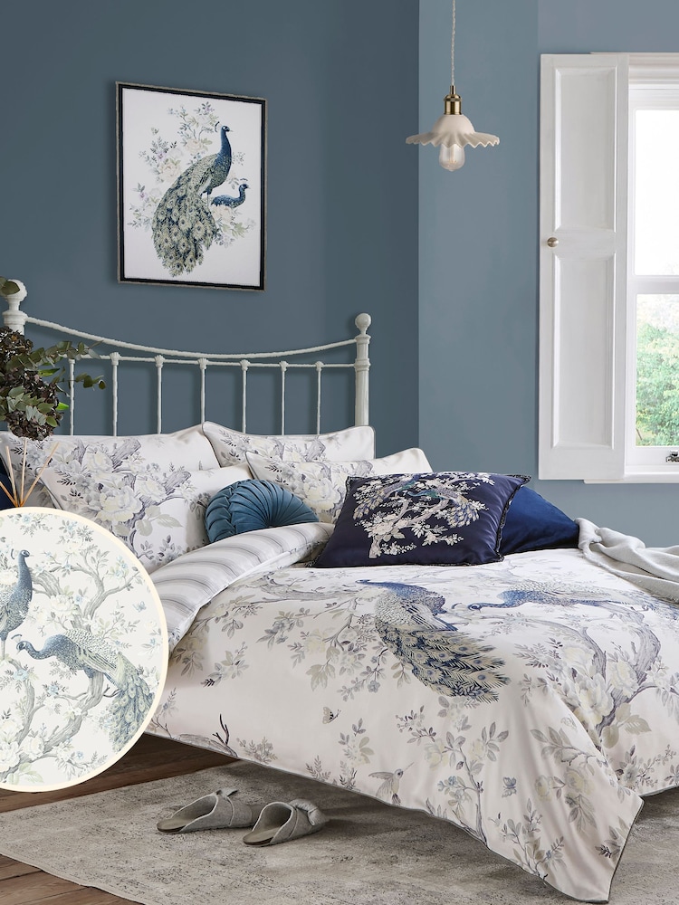 Laura Ashley Midnight Blue Belvedere 100% Cotton Sateen Duvet Cover and Pillowcase Set - Image 2 of 6