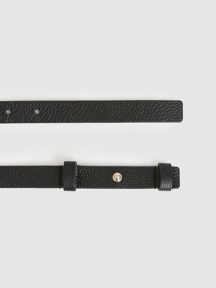 Reiss Black Hayley Leather Square Hinge Belt - Image 3 of 5