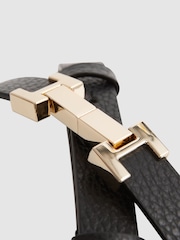 Reiss Black Hayley Leather Square Hinge Belt - Image 5 of 5