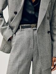 Reiss Black Hayley Leather Square Hinge Belt - Image 7 of 7
