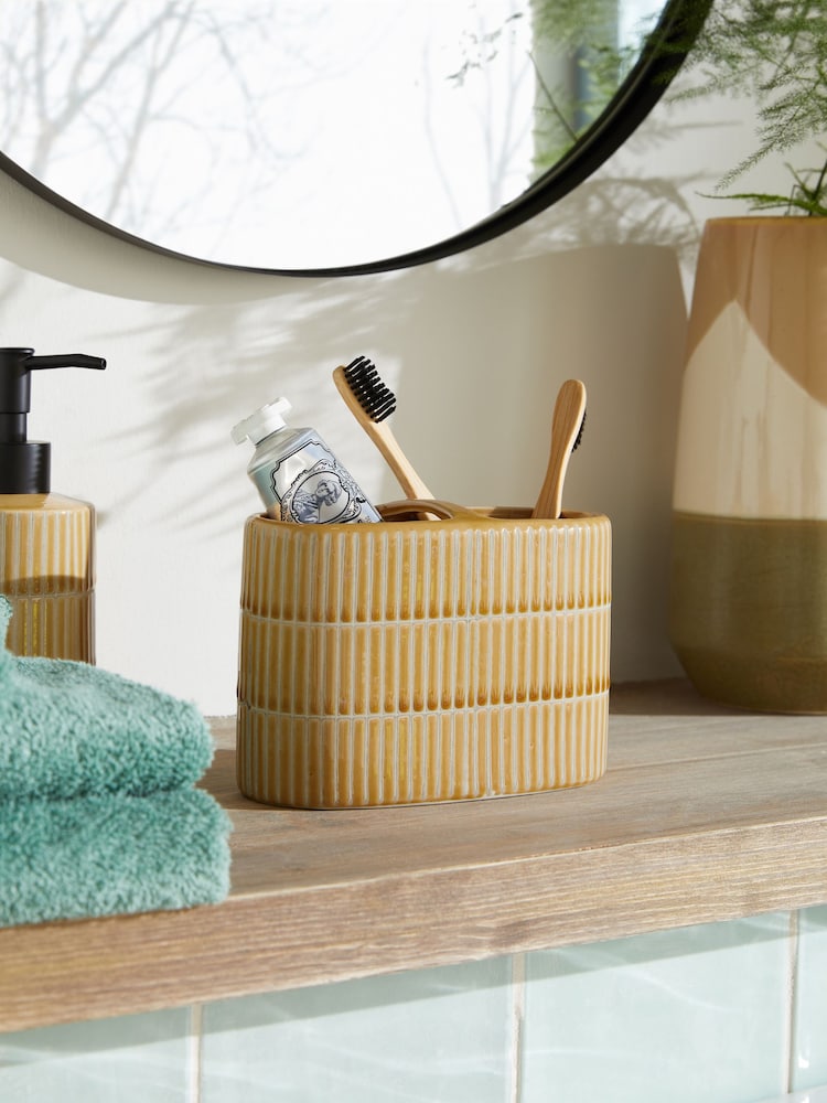Ochre Yellow Tile Toothbrush Holder - Image 1 of 4