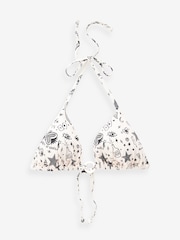 Rockett St George Ecru Cream Line Drawing Print Triangle Bikini Hardware Top - Image 6 of 6