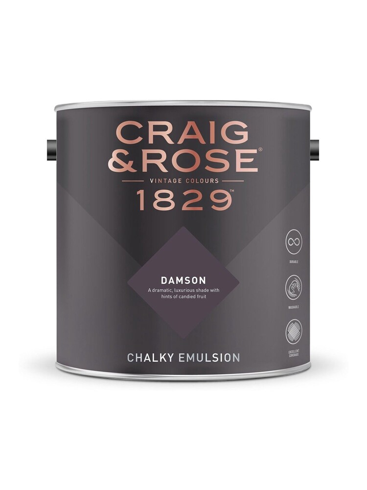 Craig & Rose Purple Chalky Emulsion Damson Paint - Image 2 of 2