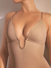Praline Nude Medium Tummy Control Shaping Plunge Thigh Smoothing Bodysuit - Image 5 of 7