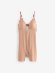 Praline Nude Medium Tummy Control Shaping Plunge Thigh Smoothing Bodysuit - Image 6 of 7