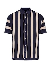 Luke 1977 Blue Deck Knitted Polo Shirt - Image 4 of 6