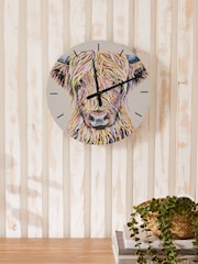 Multicolour Hamish the Highland Cow 30cm Wall Clock - Image 1 of 4