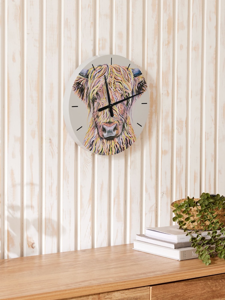 Multicolour Hamish the Highland Cow 30cm Wall Clock - Image 2 of 4