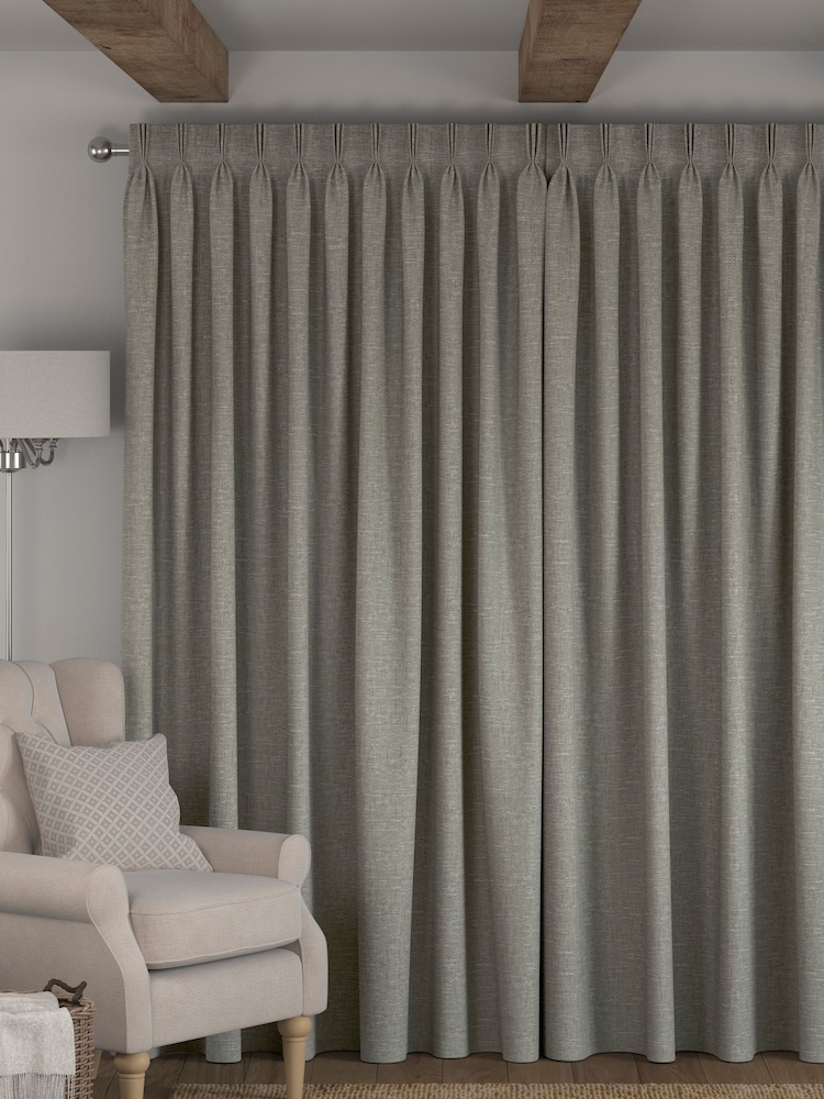 Grey Chunky Weave Made To Measure Curtains - Image 2 of 9
