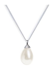 Ivory & Co Rhodium Westbury Pearl Drop Pendant - Image 1 of 5