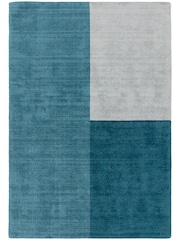 Asiatic Rugs Teal Blue Blox Colourblock Rug - Image 1 of 5
