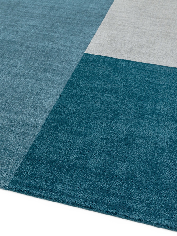 Asiatic Rugs Teal Blue Blox Colourblock Rug - Image 2 of 5