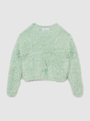 Reiss Green Freida Fluffy Crew Neck Jumper - Image 2 of 6