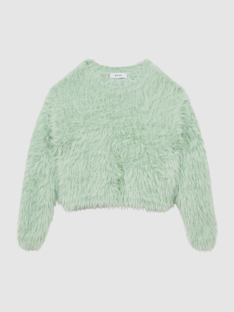 Reiss Green Freida Fluffy Crew Neck Jumper - Image 2 of 6