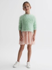 Reiss Green Freida Fluffy Crew Neck Jumper - Image 3 of 6